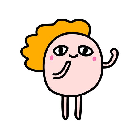 Cute cartoon man standing in cartoon comic style for prints posters cards kawaii personのイラスト素材