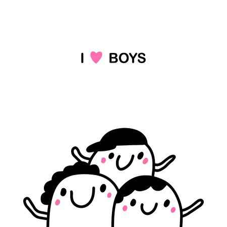 I love boys hand drawn vector illustration in cartoon comic styleのイラスト素材