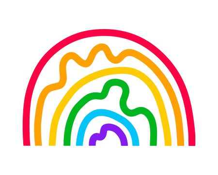 Rainbow hand drawn vector illustration in cartoon doodle style vibrant colors irregularのイラスト素材