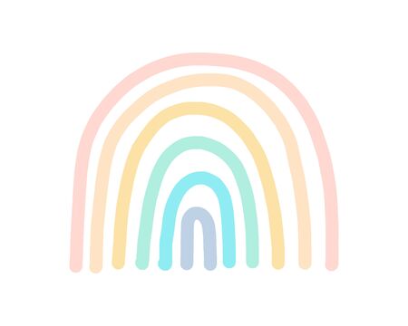 Pastel rainbow hand drawn vector illustration in cartoon doodle styleのイラスト素材