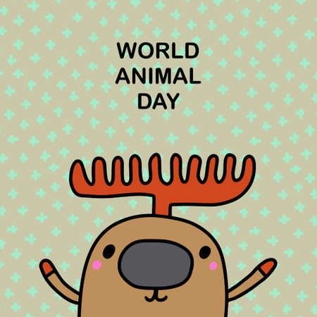 World animal day hand drawn vector illustration in cartoon comic style deer wildのイラスト素材