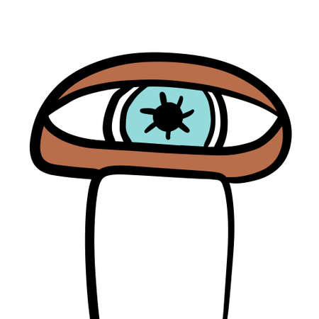 Mushroom eye hand drawn vector illustration in cartoon comic styleのイラスト素材