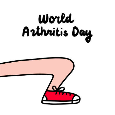 World arthritis day hand drawn vector illustration in cartoon doodle style leg shoeのイラスト素材