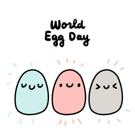 World egg day hand drawn vector illustration in cartoon doodle style holidayのイラスト素材