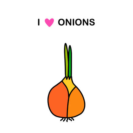 I love onions hand drawn vector illustration in cartoon doodle style vegetableのイラスト素材