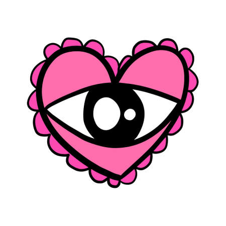 Pink heart symbol hand drawn vector illustration in cartoon doodle style icon logotypeのイラスト素材