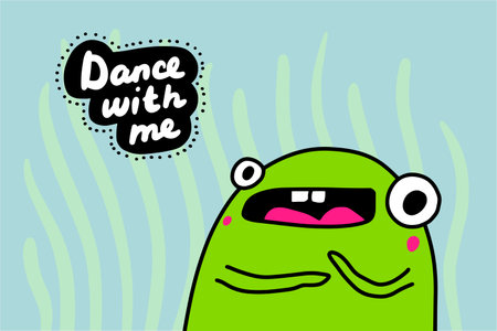 Dance with me hand drawn vector illustration in cartoon doodle style frog sillyのイラスト素材