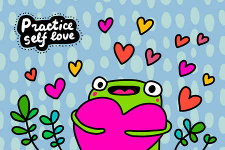 Practice self love hand drawn vector illustration in cartoon doodle styleのイラスト素材