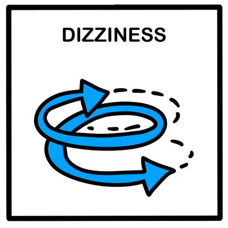 Dizzyness hand drawn vector illustration icon in cartoon doodle style arrows covid-19 coronavirus symptom pandemicのイラスト素材