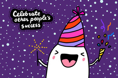Celebrate other people success hand drawn vector illustration in cartoon comic style man expressive holidayのイラスト素材