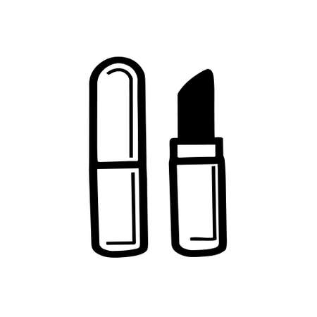 Lipstick in hand drawn style icons. Vector cosmetics.のイラスト素材