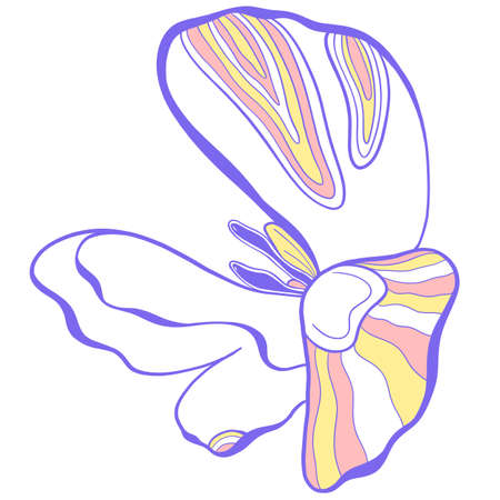 Lilac tulip flower on a white background. Floral illustration. Outline drawing.の写真素材