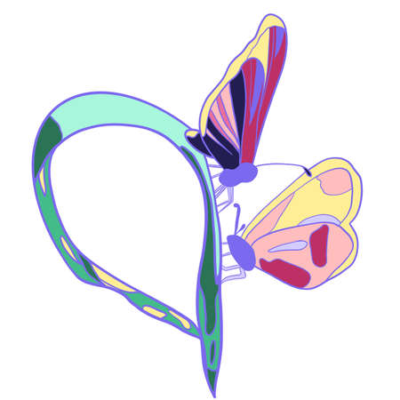 Two pink butterflies on green grass. Natural illustration.の写真素材