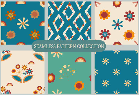 Floral abstract seamless patterns. Vector design for different surfases.のイラスト素材