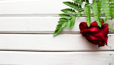 Beautiful bouquet of roses on table close-upの写真素材