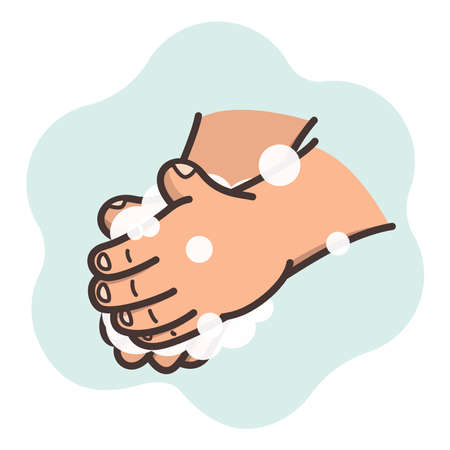 Image of hand washing with soapのイラスト素材