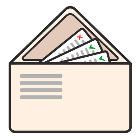 Letter icon with paper documents inside.のイラスト素材