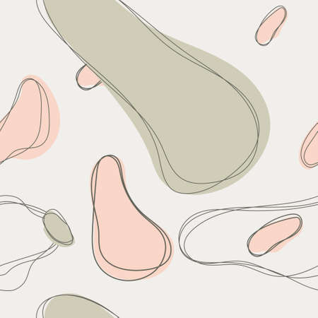 Vector illustration isolated seamless pattern background. Doodle objects, hand drawn lines, pastel colorl.のイラスト素材