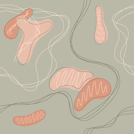 Vector illustration isolated seamless pattern background. Doodle objects, hand drawn lines, pastel colorl.のイラスト素材