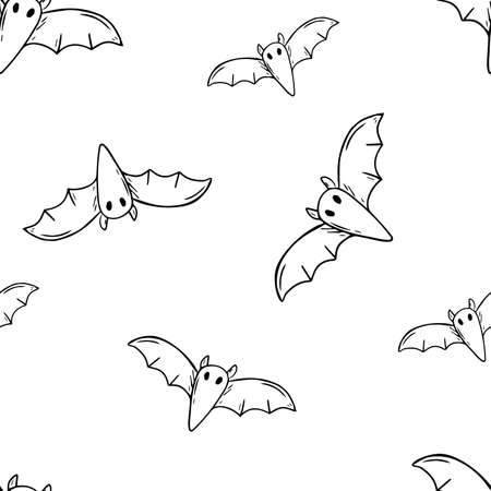 Vector doodle illustration. Bats seamless pattern.のイラスト素材