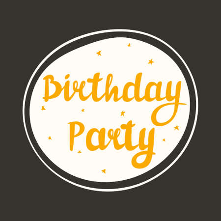 Vector illustration of trendy birthday party banner. Modern lettering on a dark background.のイラスト素材