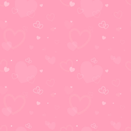 Cartoon cute vector seamless pattern on valentines day theme. Blurred hearts of different sizes and shapes on a pink background. Background decoration.のイラスト素材