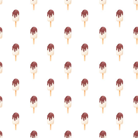Vector seamless pattern. Ice cream on a stick with chocolate. Childrens cartoon pattern for background or wrapping paper decoration.のイラスト素材