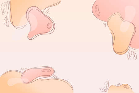 Vector abstract background in warm yellow and pink colors. Blots and spots with wavy, irregular...