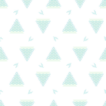 Vector seamless abstract pattern. Regular repeating geometric shapes. Triangles with zigzags and wavy lines.のイラスト素材