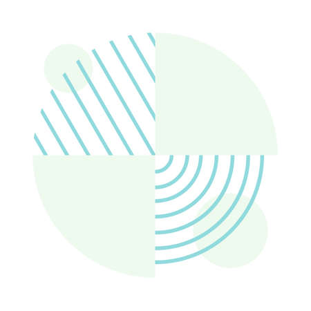 Vector isolated abstract illustration. Geometric shapes and forms design element. A circle with a diagonal striped base.のイラスト素材