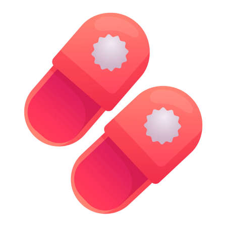 Vector simple isolated illustration. Home slippers with a pompom. Cozy shoes, an element of pajamas for sleeping.のイラスト素材