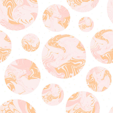 Vector seamless pattern. Abstract background with circles with blurs, blots and stains inside. Imitation of marble or mixed washed paint.のイラスト素材