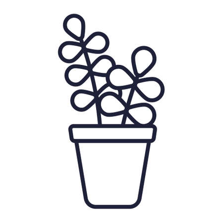 Vector simple icon of home plant in a pot. Black and white isolated illustration.のイラスト素材