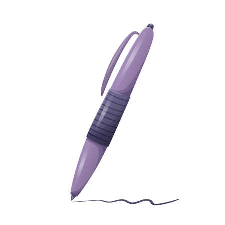 Vector cartoon illustration of an automatic or ballpoint ink pen for writing or drawing with a refill. Stationery for school or office.のイラスト素材
