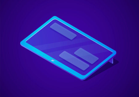 Vector isometric illustration of tablet with messages on screen. A modern digital gadget or device for communication and work.のイラスト素材