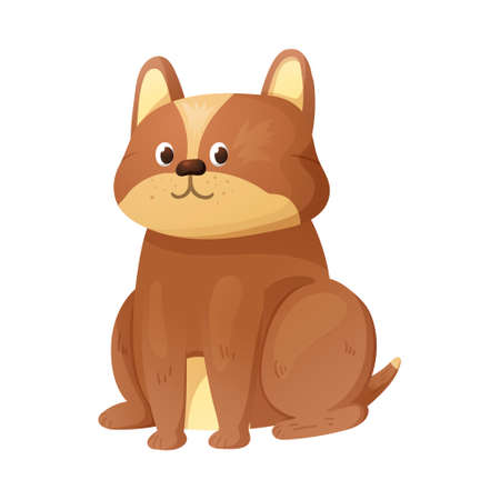 Isolated image of a cute cartoon sitting pooch dog.のイラスト素材
