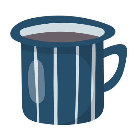 Vector isolated doodle illustration of a mug with a handle with a hot drink inside.のイラスト素材