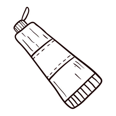 Vector sketch doodle illustration of a tube of cream or toothpaste.のイラスト素材