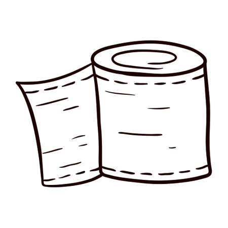 Vector simple doodle illustration of toilet paper roll.のイラスト素材