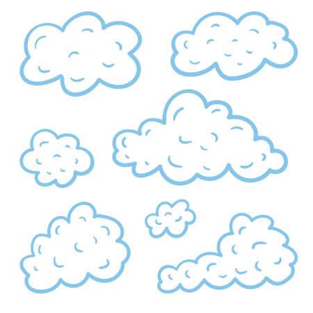 Set of design elements, abstract doodle cartoon clouds icons.のイラスト素材