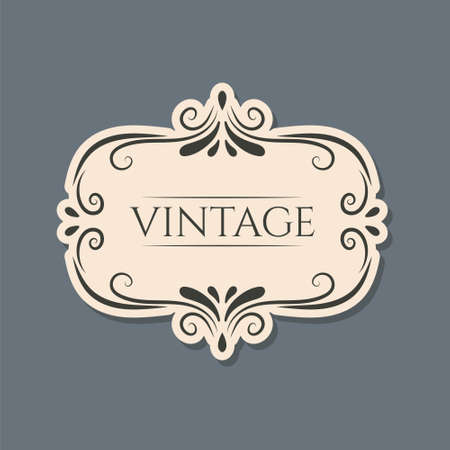 Vector isolated vintage label design with frame, text and lace old ornaments.のイラスト素材