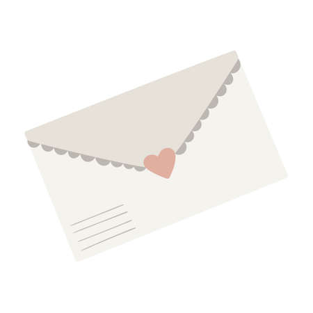 Vector illustration of an envelope with a love letter or postcard and a heart.のイラスト素材