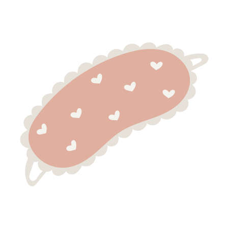 Cute isolated pink women sleep mask with hearts.のイラスト素材
