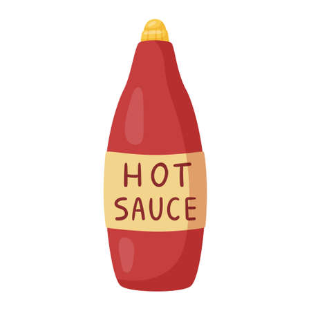 Vector illustration of a bottle of hot mexican sauce or ketchup isolated on white.のイラスト素材