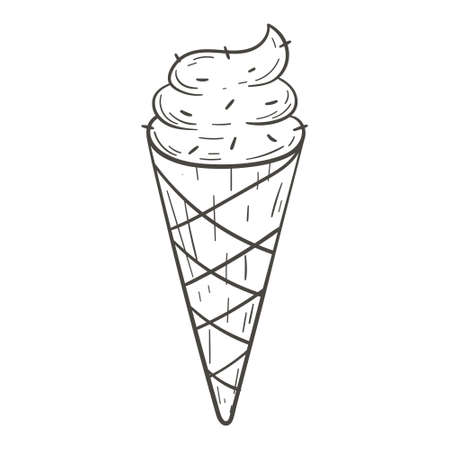 Vector doodle illustration of ice cream cone.のイラスト素材
