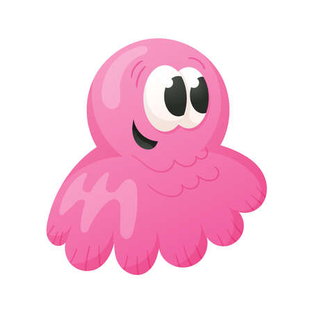 Vector pink funny monster isolated on white.のイラスト素材