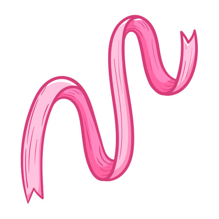 Pink satin ribbon, vector isolated doodle illustration.のイラスト素材