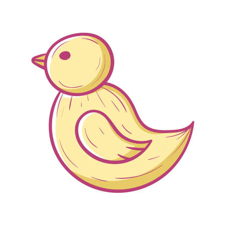 Baby toy, rubber duck for swimming, vector doodle illustration.のイラスト素材