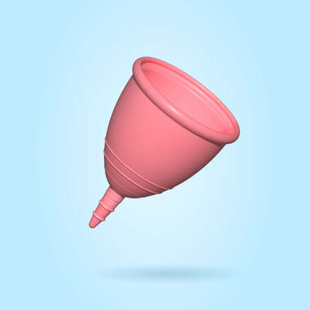Isolated volumetric 3D illustration of a silicone menstrual cup, a feminine accessory for menstrual hygiene.の写真素材