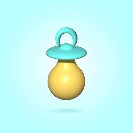 Volumetric 3D illustration of children rubber pacifier.